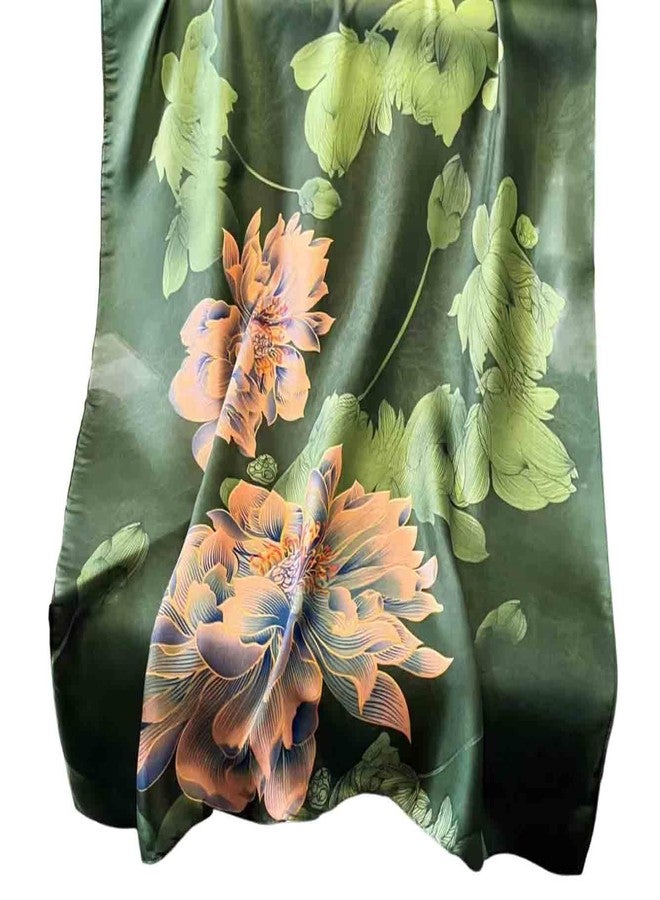 Acotavie Scarfs for Women Dressy Fashion Scarves Long Floral Pattern Scarf Lightweight Sunscreen Shawls (C001 Green) - Image 2